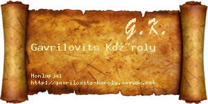 Gavrilovits Károly névjegykártya